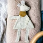 Bebekler için müslin ve wellsoft kumaştan üretilmiş fare uyku arkadaşı