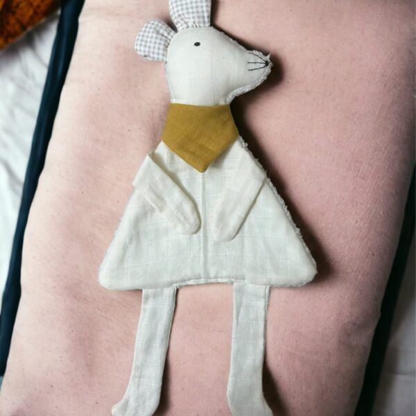 Bebekler için müslin ve wellsoft kumaştan üretilmiş fare uyku arkadaşı