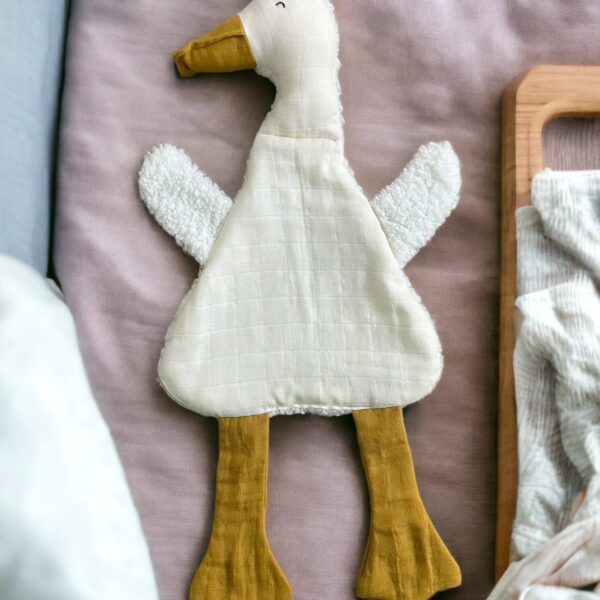 Bebekler için müslin ve wellsoft kumaştan üretilmiş ördek uyku arkadaşı