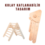 Montessori Pikler Üçgeni Seti - Küçük Boy Montessori Tırmanma Seti – Katlanabilir Pikler Üçgeni, Tırmanma Kemeri, Kaydırak ve Tırmanma Tahtası - Görsel 4