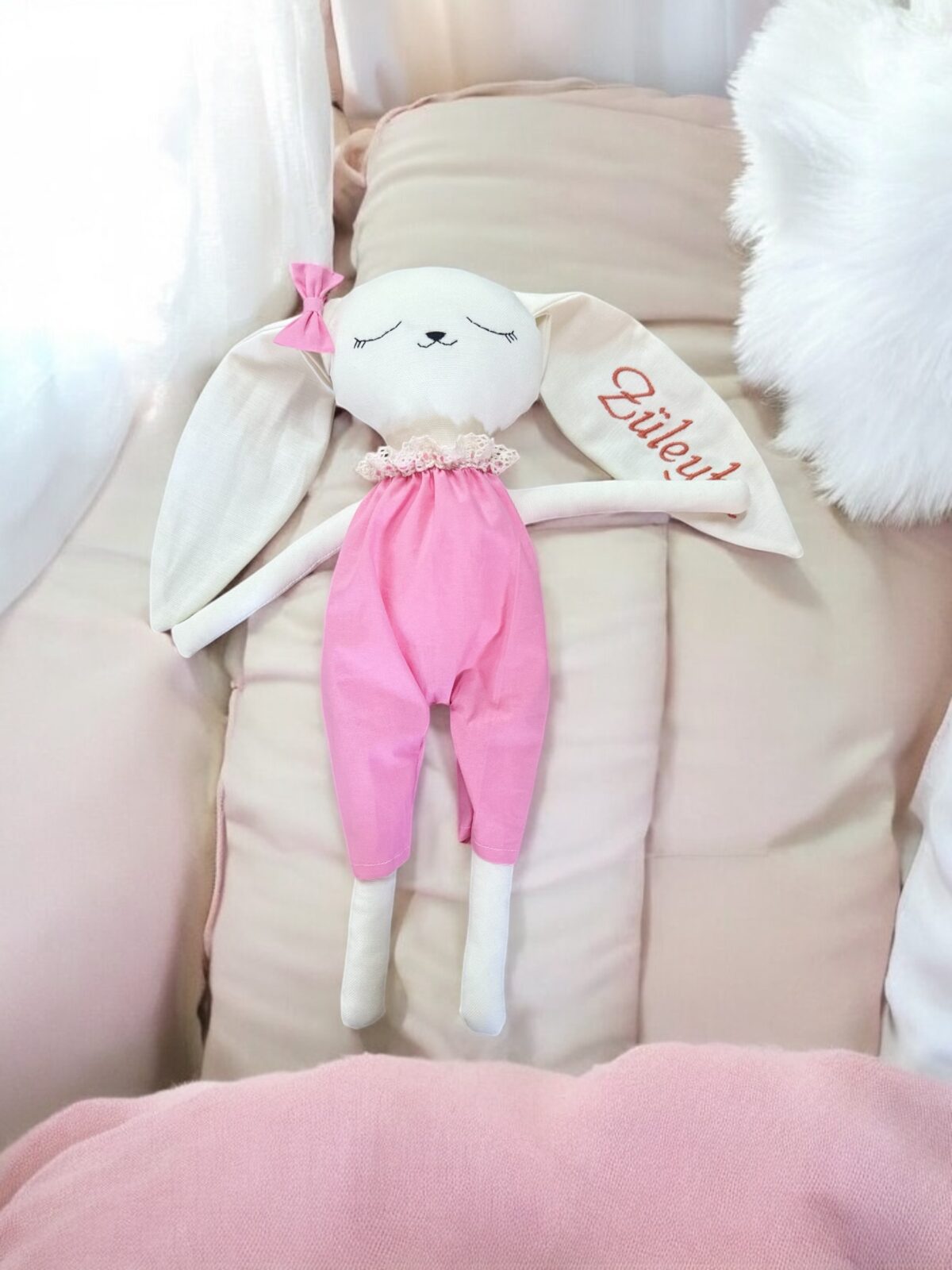 Kişiye Özel İsimli Tavşan Uyku Arkadaşı - Oyun Arkadaşı - Görsel 3