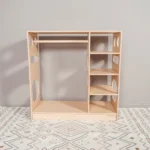 Montessori Ahşap Çocuk Odası Açık Gardırop - Montessori Elbise Dolabı - Görsel 3