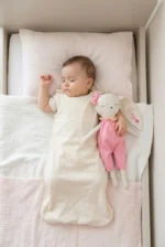 Üzerinde bebek ismi nakışlı, yumuşak dokulu el yapımı kumaş uyku arkadaşı