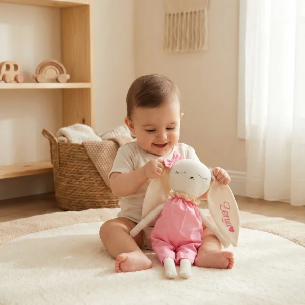 Özel hediye paketi yapılmış isme özel kumaş oyuncak bebek hediyesi