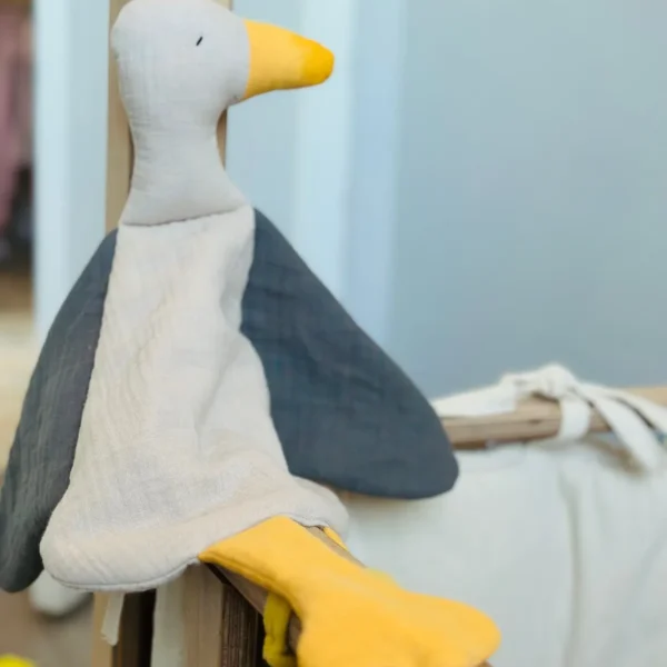 Müslin Ördek Uyku Arkadaşı, %100 organik pamuktan üretilmiş, doğal ve sağlıklı uyku arkadaşı.