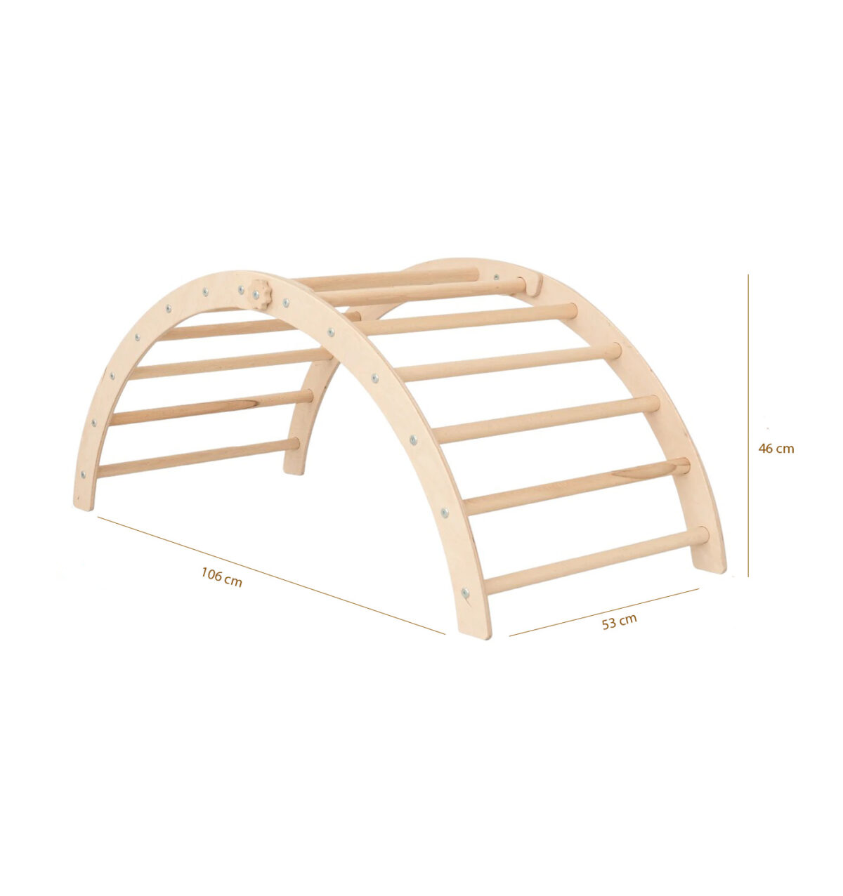 Doğal ahşaptan üretilmiş Pikler tırmanma kemeri, çocukların motor becerilerini geliştirmesine yardımcı olur. Montessori prensiplerine uygun olarak tasarlanmış güvenli ve dayanıklı bir tırmanma oyuncağı.