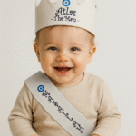 İsme özel işlemeli sünnet tacı ve Maşallah yazılı sünnet kuşağı seti